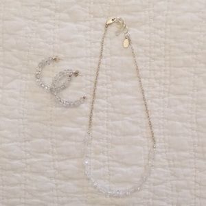 Crystal clear beaded necklace and earring set